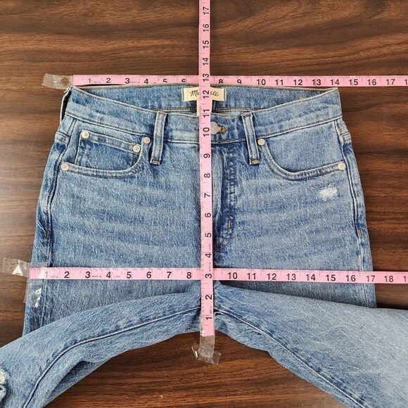 Madewell Jeans Mid-rise Perfect Vintage Distressed Ripped Blue Stretchy Sz 25 - Picture 7 of 16